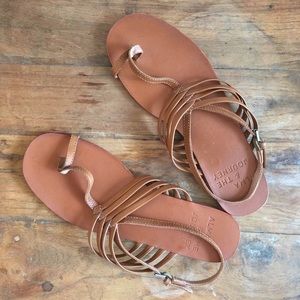 Strappy woven tan sandals
